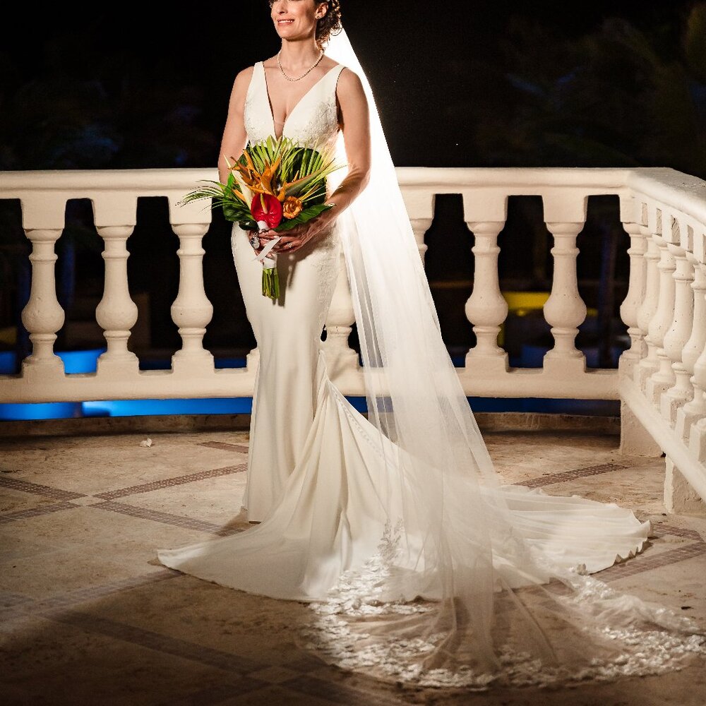 Justin Alexander Cora Wedding Dress Size 6 street size 4 color Ivory